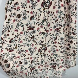 Maurices Floral Button Front Midi Skirt Sz L Elastic Waist High Low Pretty EUC